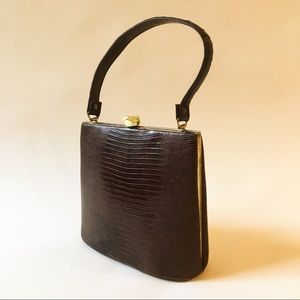 Vintage Brown Croc Leather Structured Purse